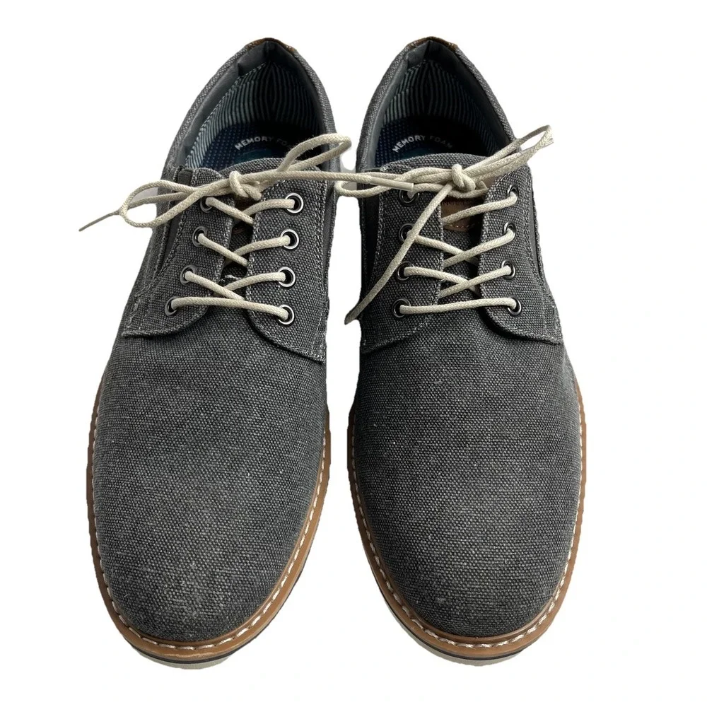 Nunn Bush Men's 9.5 Barklay Canvas Plain‎ Toe Oxford Lace Up Navy Multi Blue